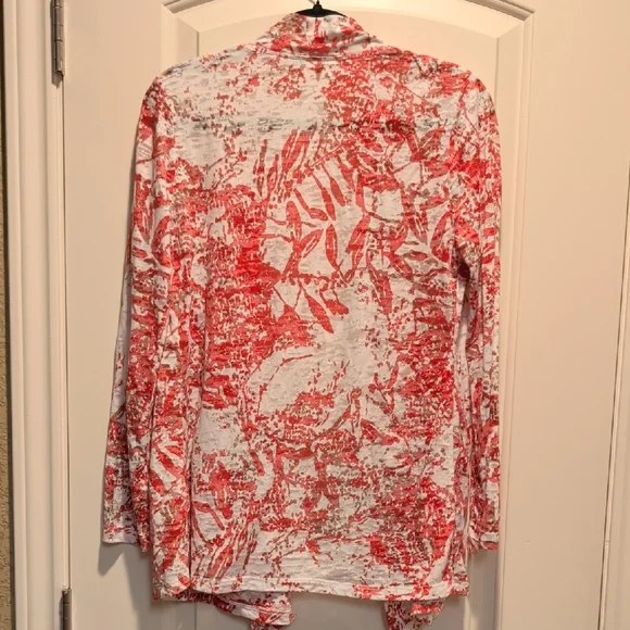 Stylish Red and White Women's Cardigan - Picture 4 of 6